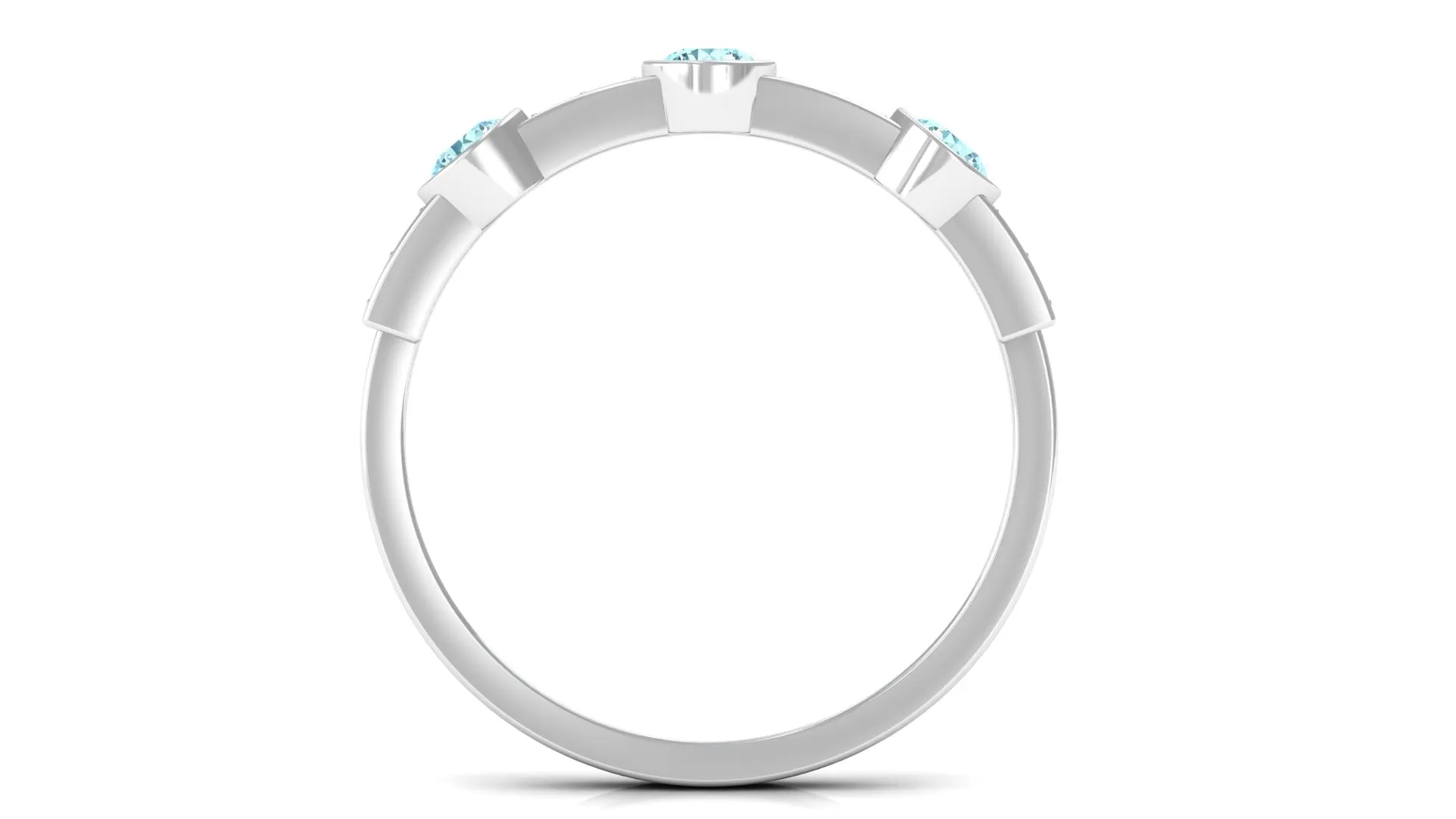 Minimal Half Eternity Ring with Aquamarine and Diamond