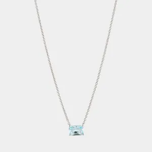 MODERN LOVE LARGE EMERALD CUT AQUA NECKLACE