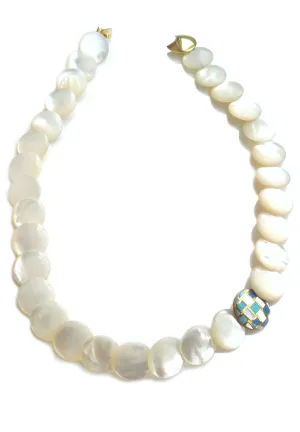 MOP 18k Gold Necklace Opal Inlay Attributed to Angela Cummings for Tiffany & Co