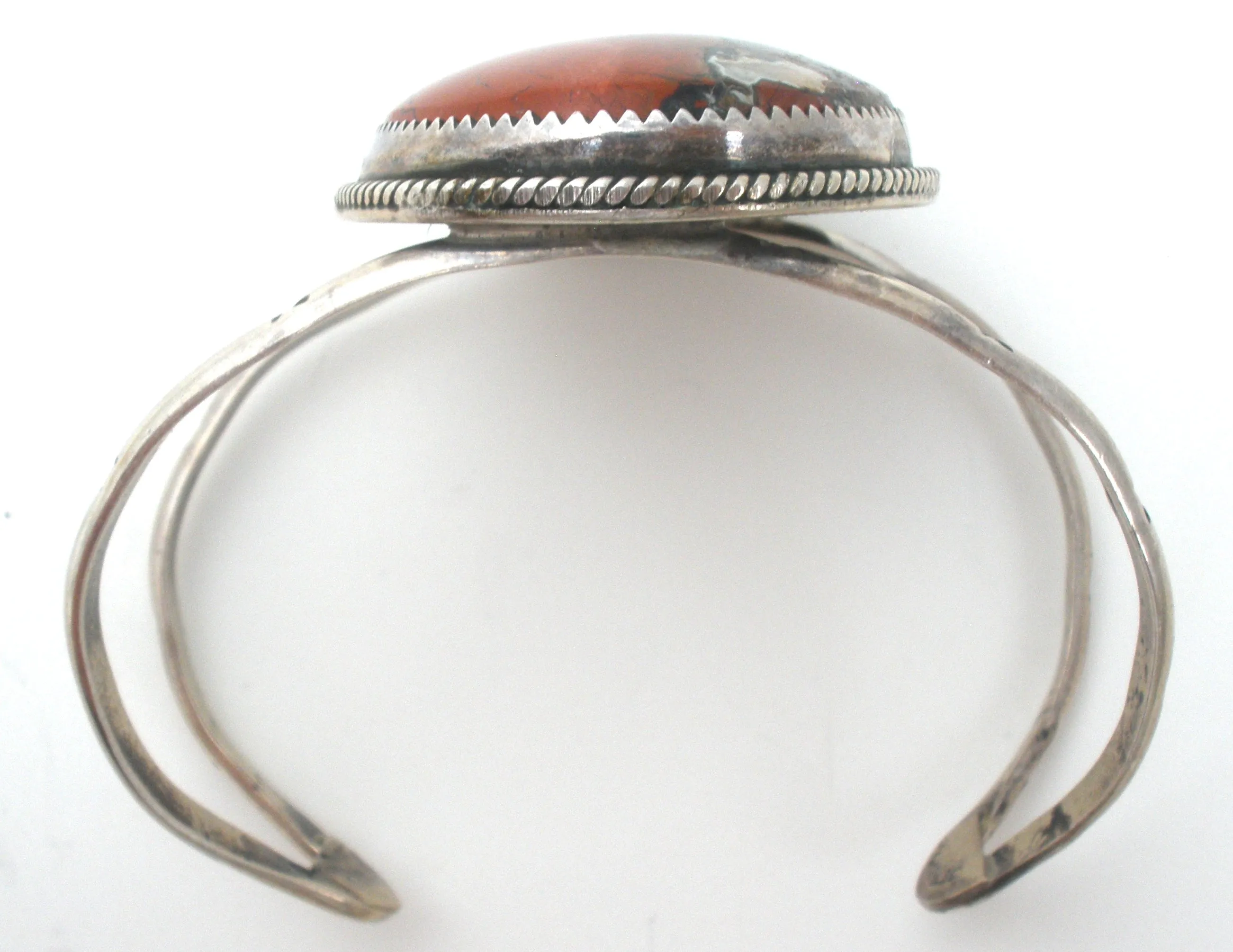 Moss Agate Cuff Bracelet Sterling Silver