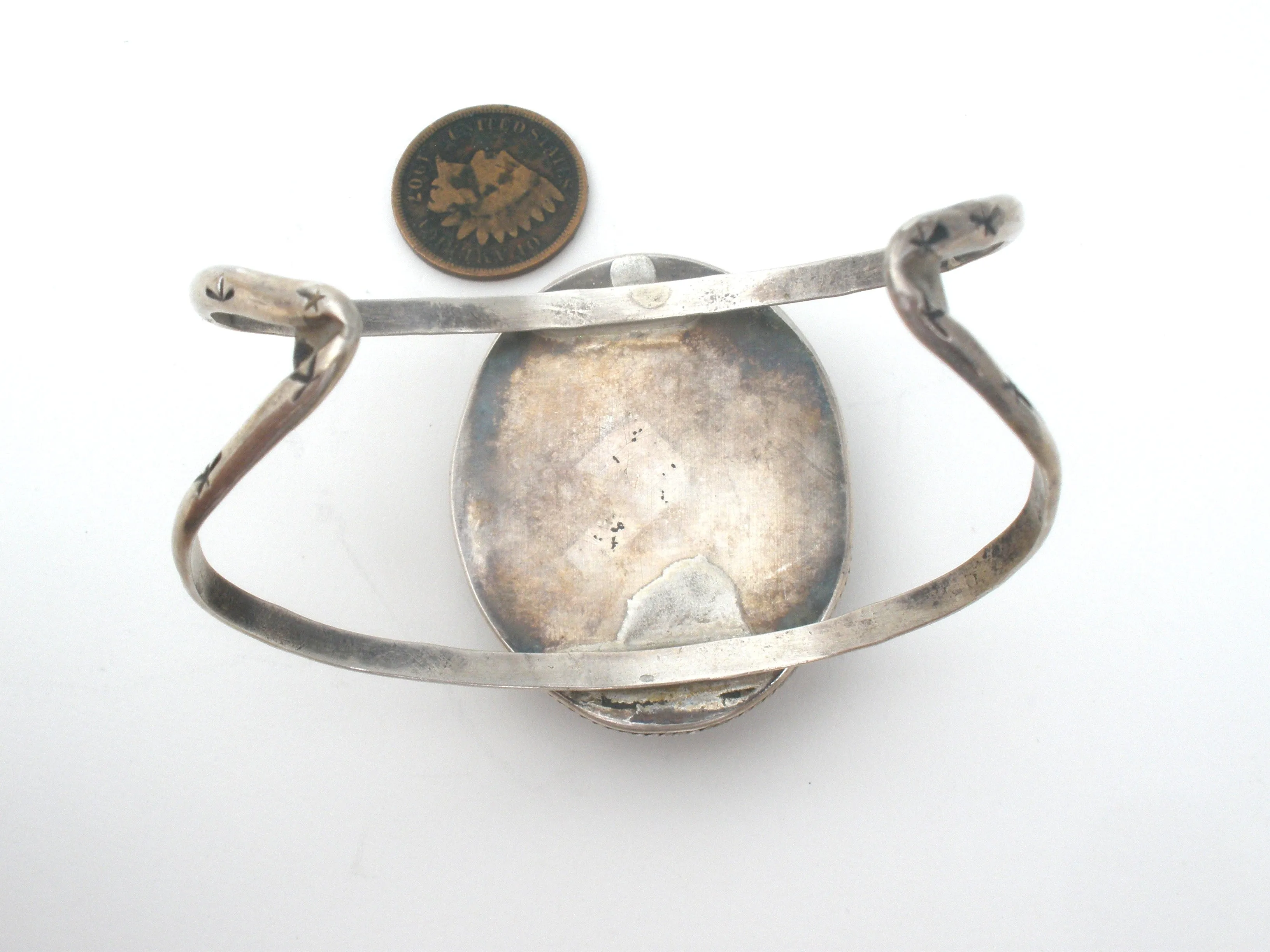 Moss Agate Cuff Bracelet Sterling Silver