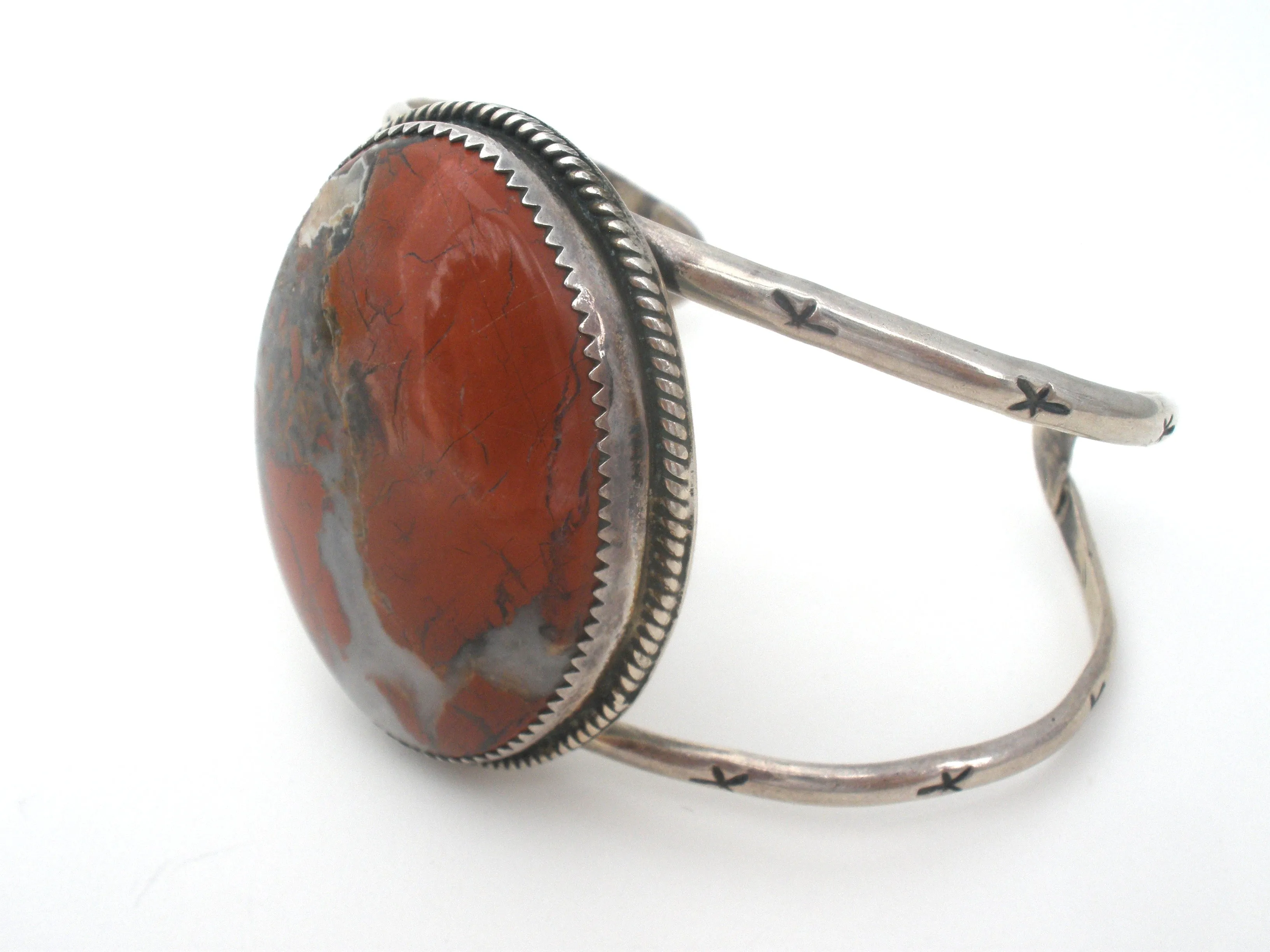 Moss Agate Cuff Bracelet Sterling Silver