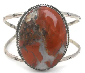 Moss Agate Cuff Bracelet Sterling Silver
