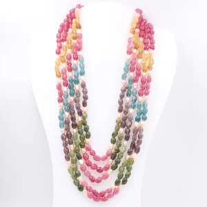 Multi Color Gemstone Necklace Multi Color Quartz W/ Fresh Water Pearl Gemstone Necklace Layered Necklace Long Necklace SKU 6143336