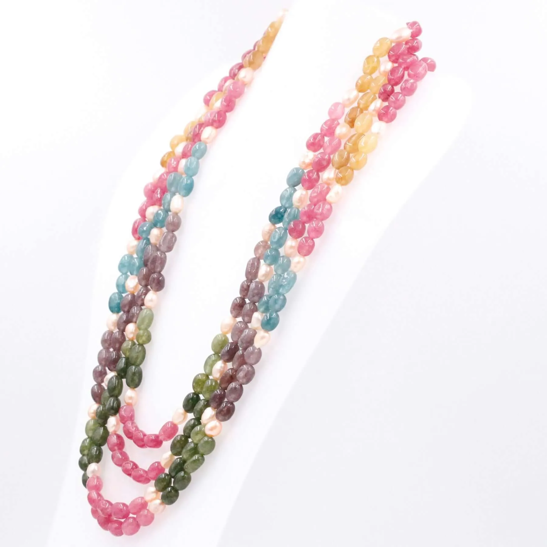 Multi Color Gemstone Necklace Multi Color Quartz W/ Fresh Water Pearl Gemstone Necklace Layered Necklace Long Necklace SKU 6143336