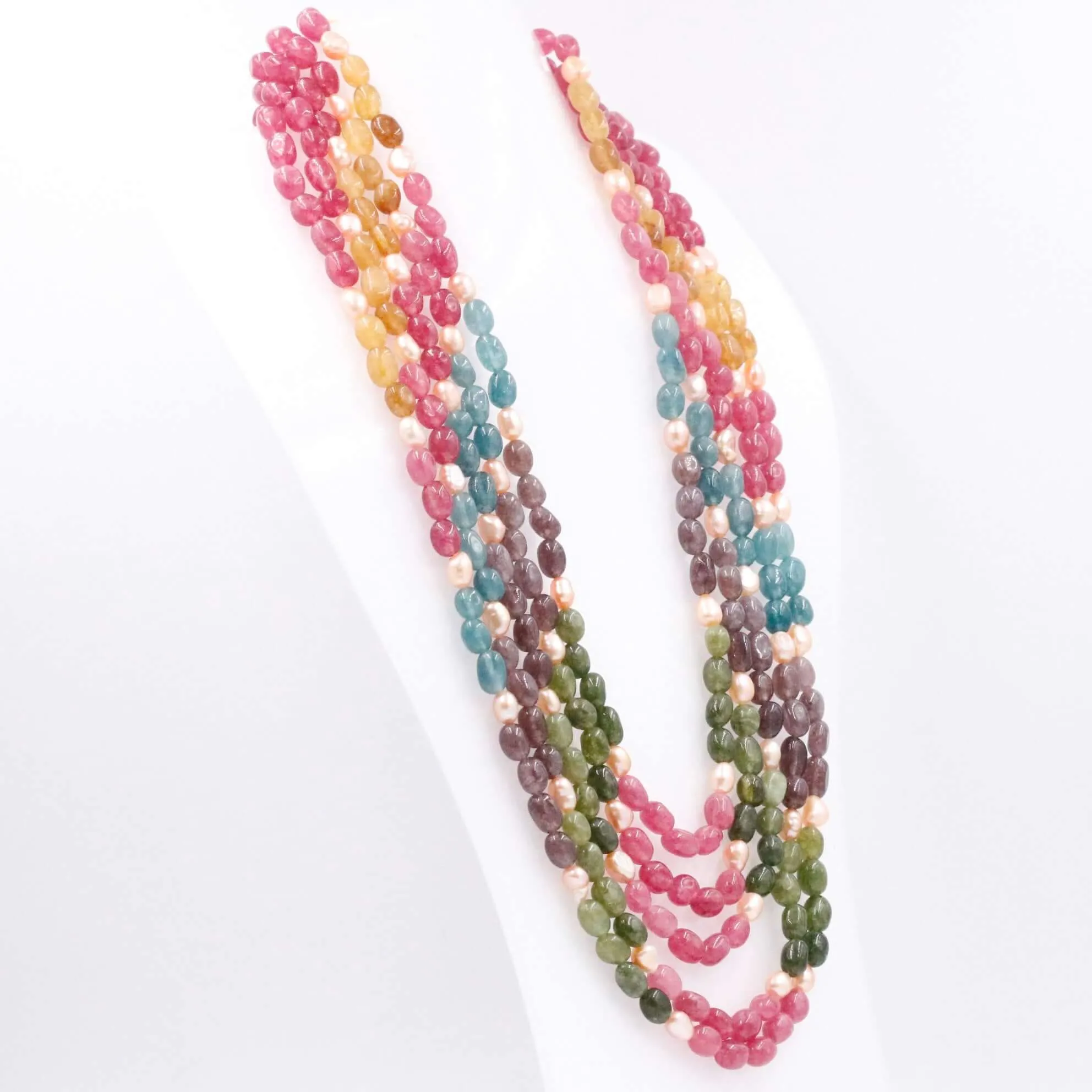 Multi Color Gemstone Necklace Multi Color Quartz W/ Fresh Water Pearl Gemstone Necklace Layered Necklace Long Necklace SKU 6143336