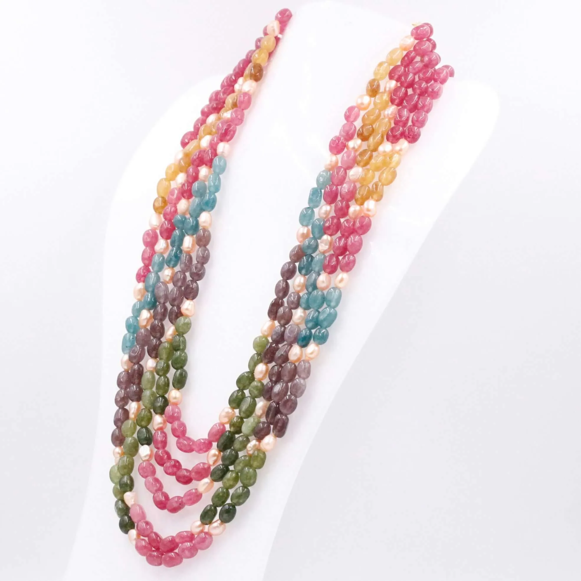 Multi Color Gemstone Necklace Multi Color Quartz W/ Fresh Water Pearl Gemstone Necklace Layered Necklace Long Necklace SKU 6143336