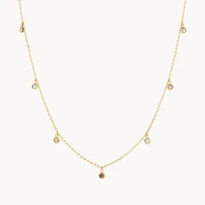 Multi Gemstone Droplet Necklace in 10k Gold