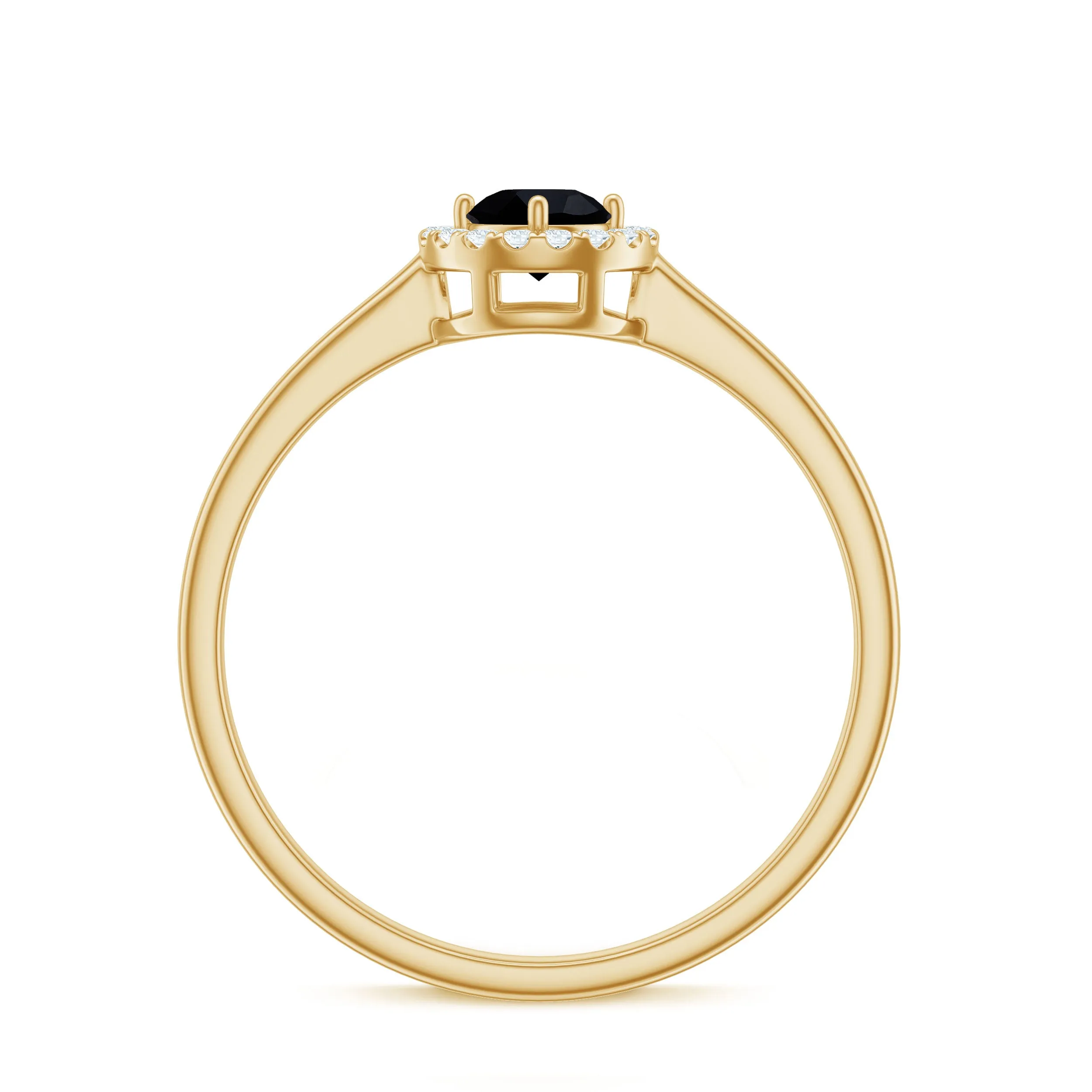 Natural Black Onyx Promise Ring with Diamond Halo