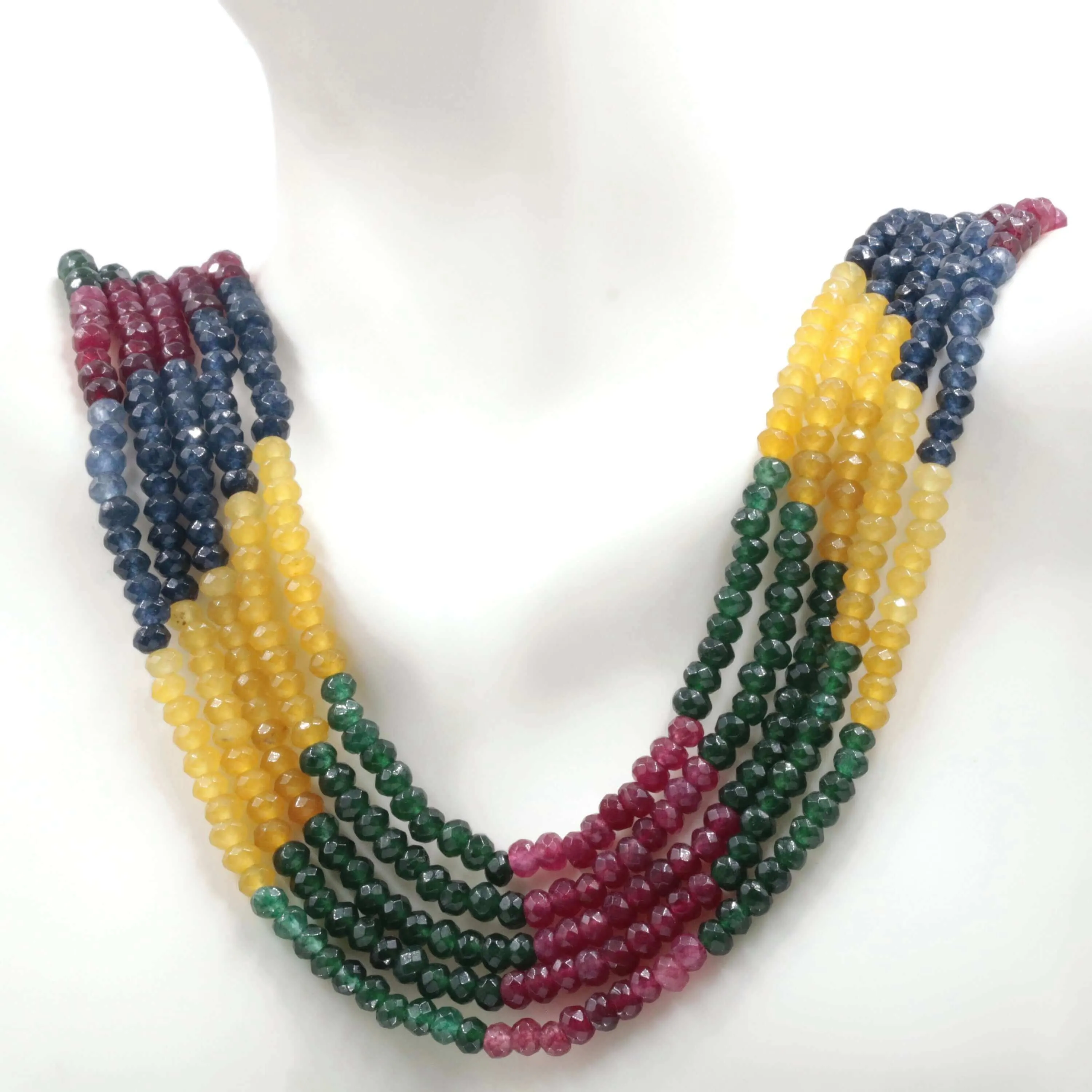 Natural Multi Color Quartz Faceted Bead Necklace Multi Strand Colorful Beaded Gemstone Necklace SKU 6142712 6142713
