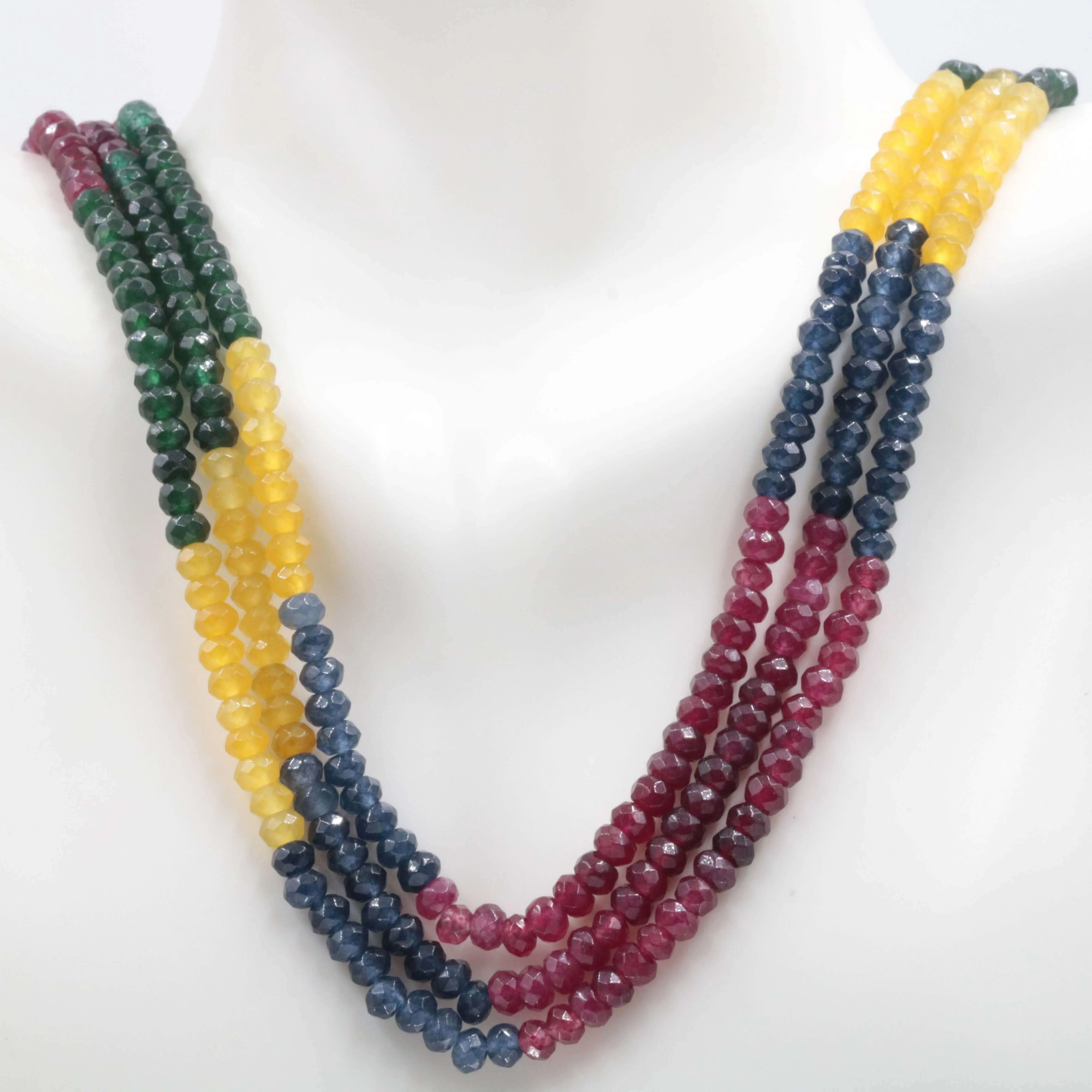 Natural Multi Color Quartz Faceted Bead Necklace Multi Strand Colorful Beaded Gemstone Necklace SKU 6142712 6142713