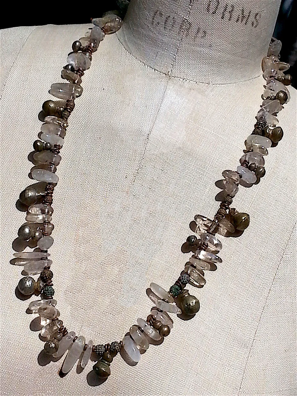 Necklace Quartz Citrine And Vintage African Brass