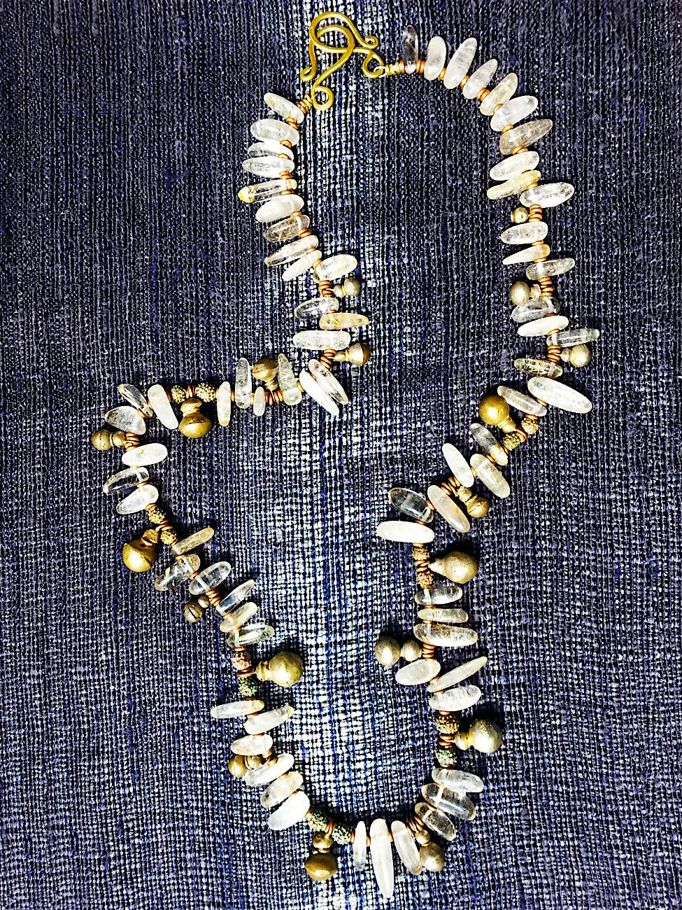 Necklace Quartz Citrine And Vintage African Brass