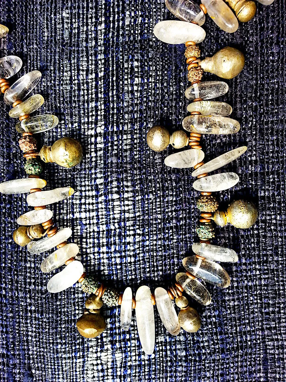 Necklace Quartz Citrine And Vintage African Brass