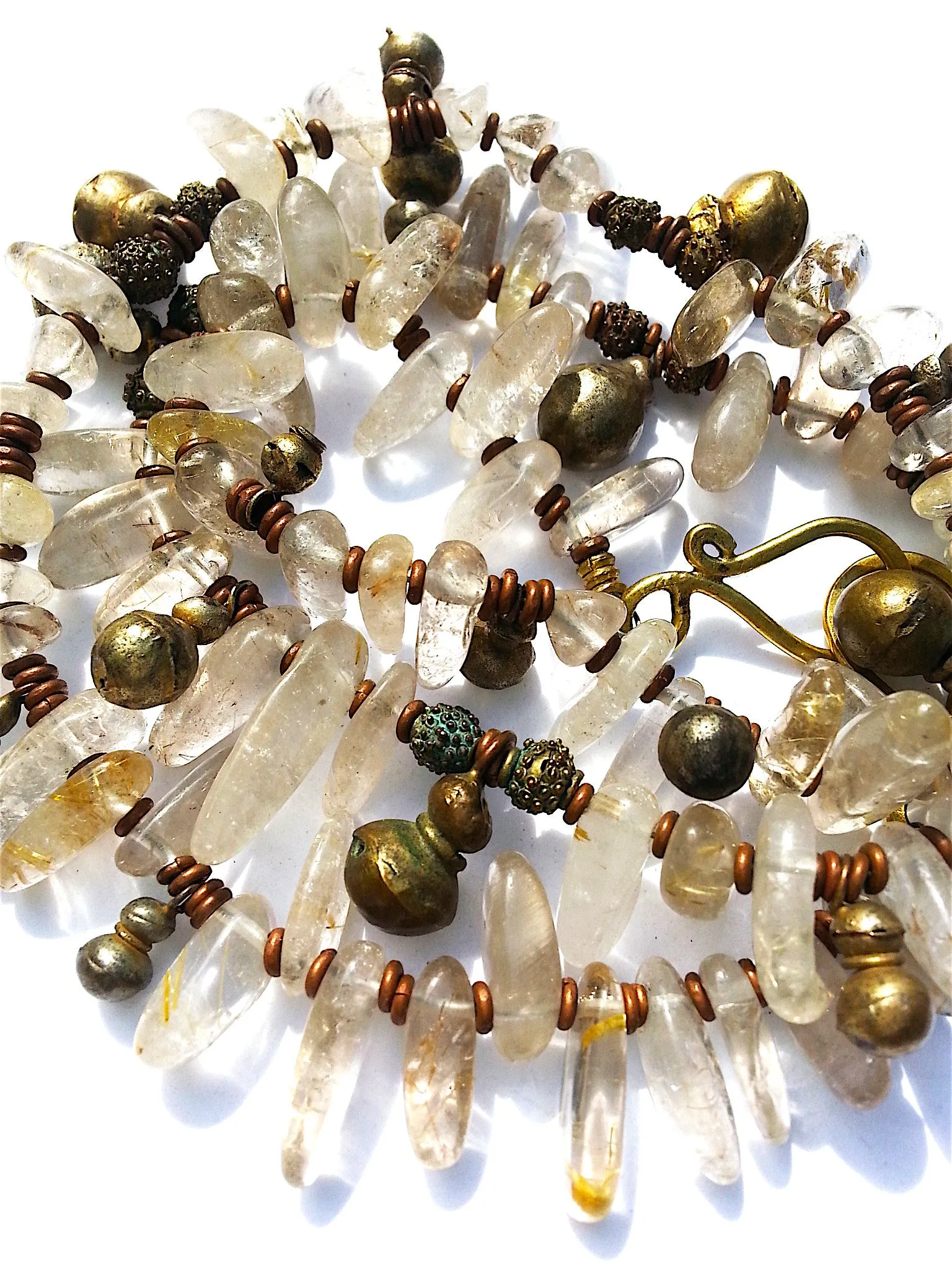 Necklace Quartz Citrine And Vintage African Brass