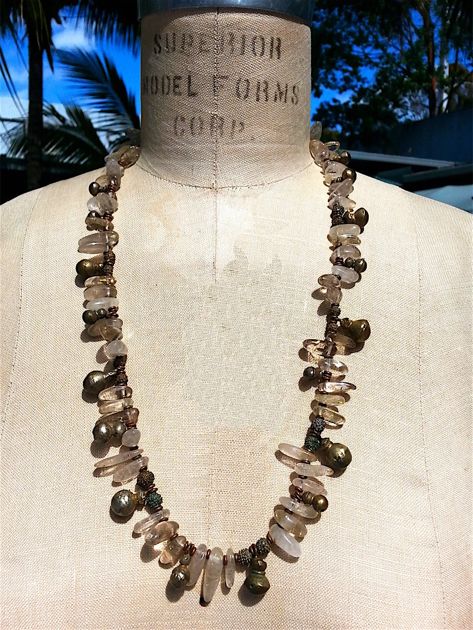Necklace Quartz Citrine And Vintage African Brass