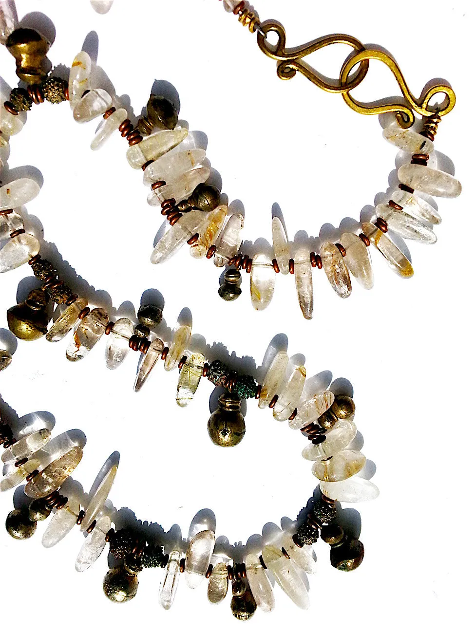 Necklace Quartz Citrine And Vintage African Brass