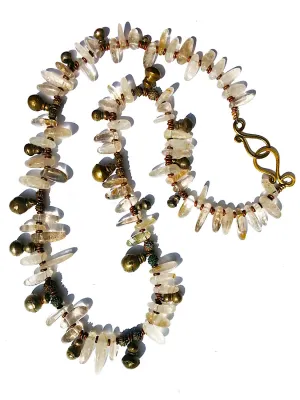 Necklace Quartz Citrine And Vintage African Brass