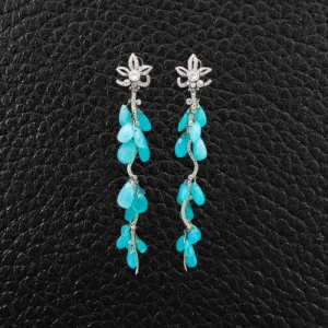 Opal & Diamond Dangle Earrings