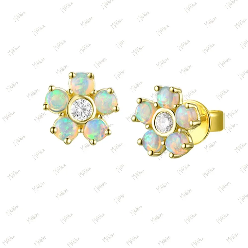 Opal Diamond Studs 6mm