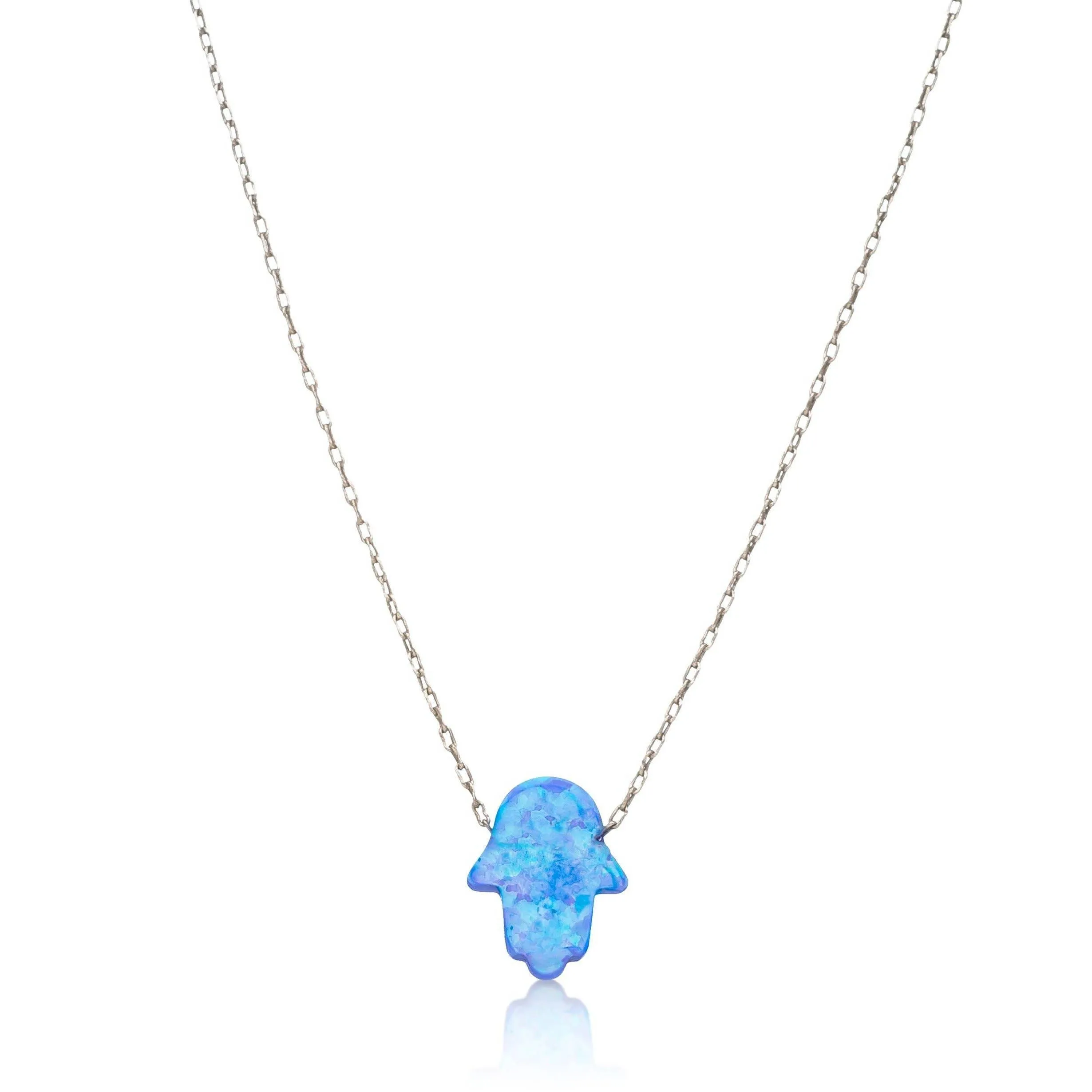 Opal Hamsa Sterling Or Gold Necklace