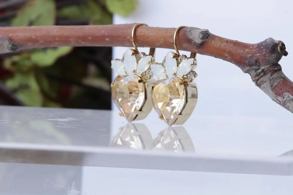 OPAL HEART EARRINGS