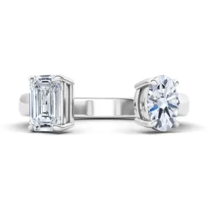 Open Round And Emerald Cut Diamond Ring