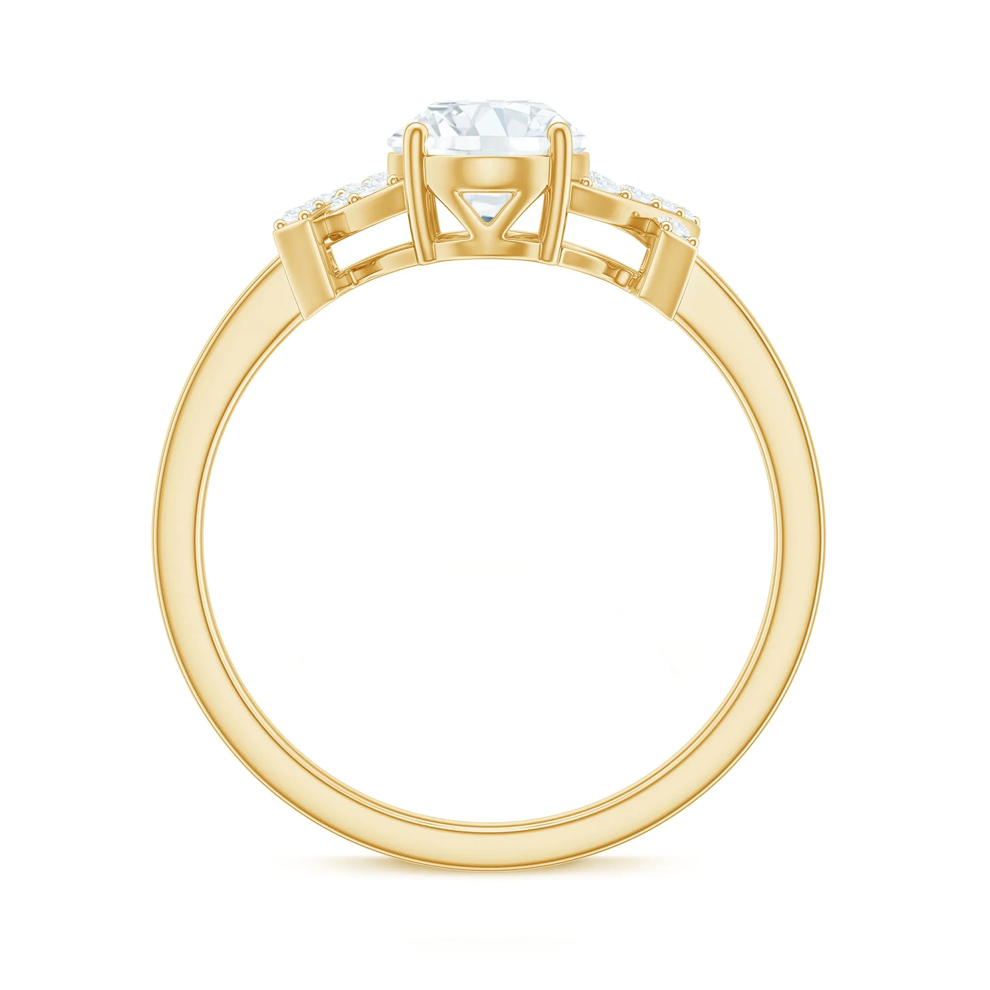 Oval Cut Moissanite Solitaire Ring in Spilt Shank