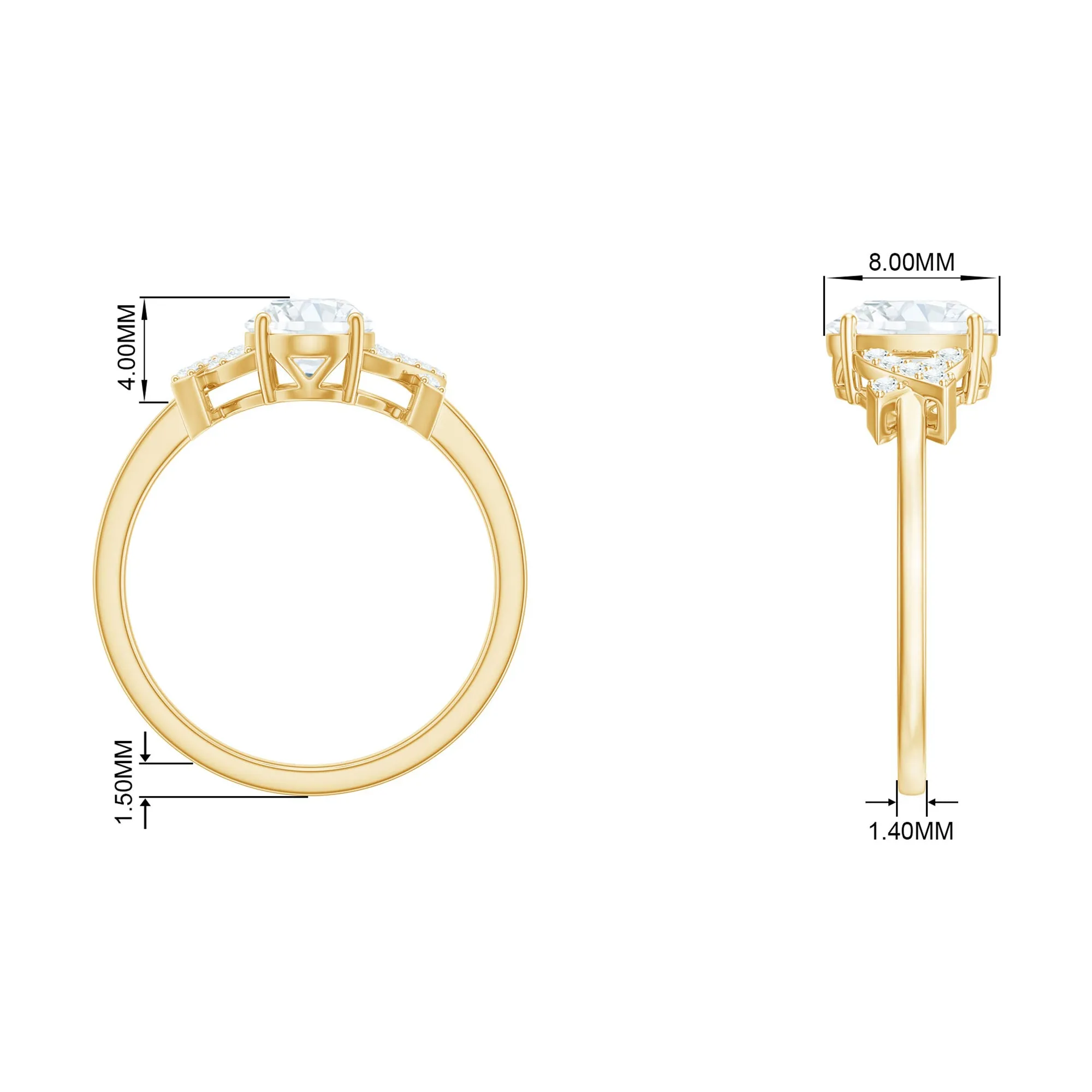 Oval Cut Moissanite Solitaire Ring in Spilt Shank