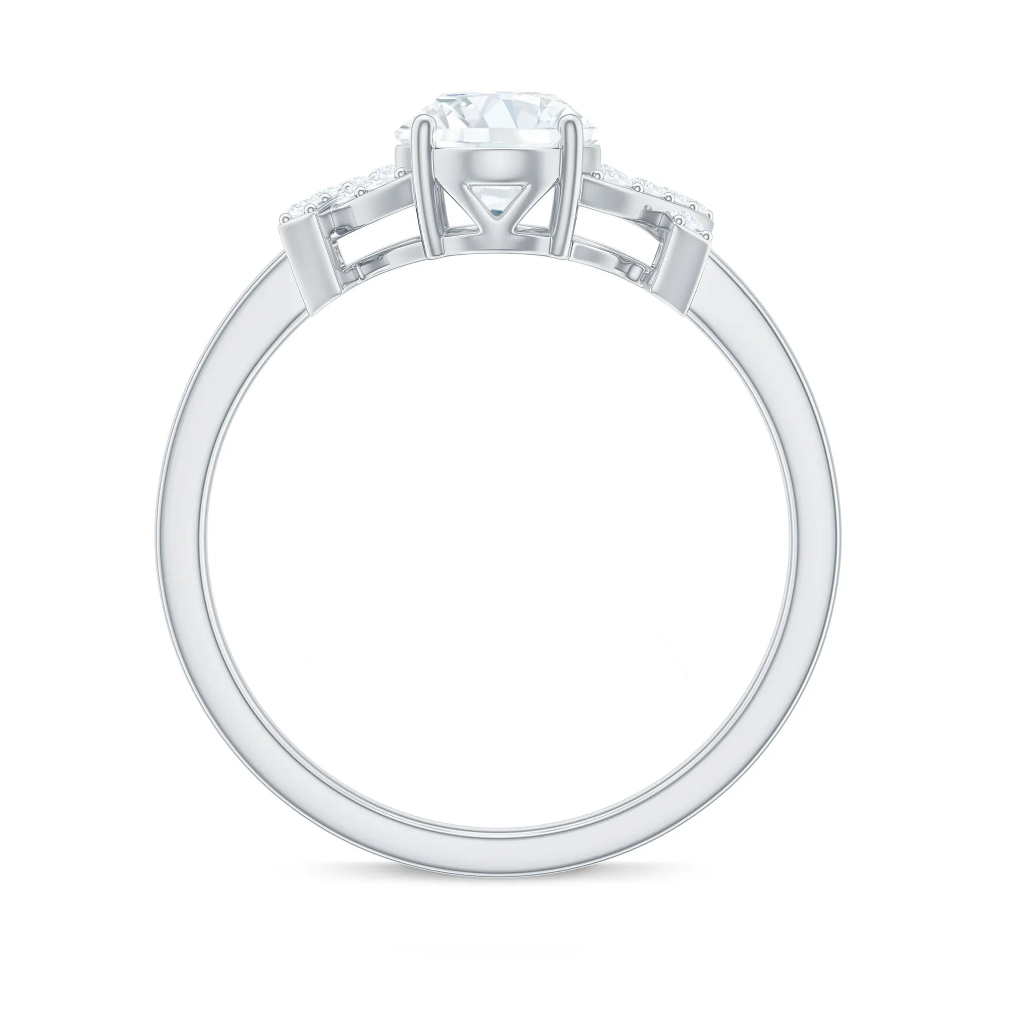 Oval Cut Moissanite Solitaire Ring in Spilt Shank