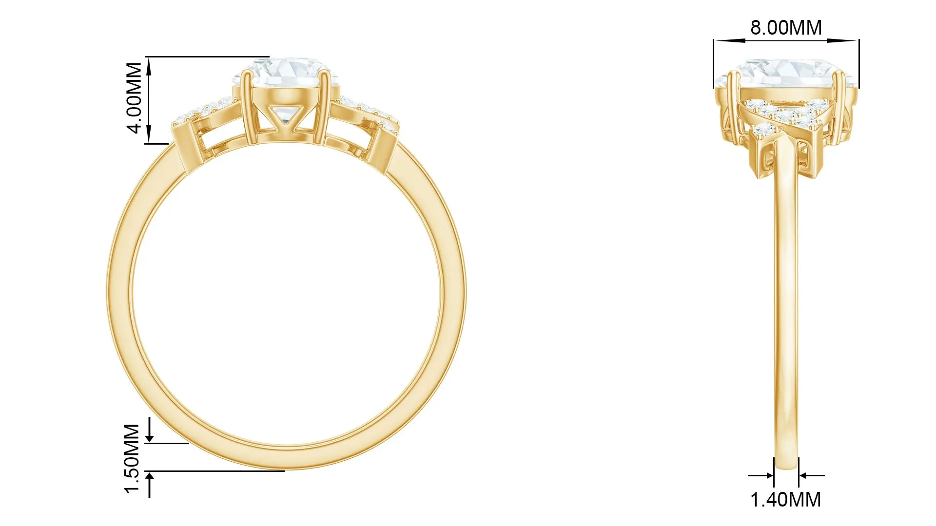 Oval Shape Lab Grown Diamond Solitaire Ring in Split Shank