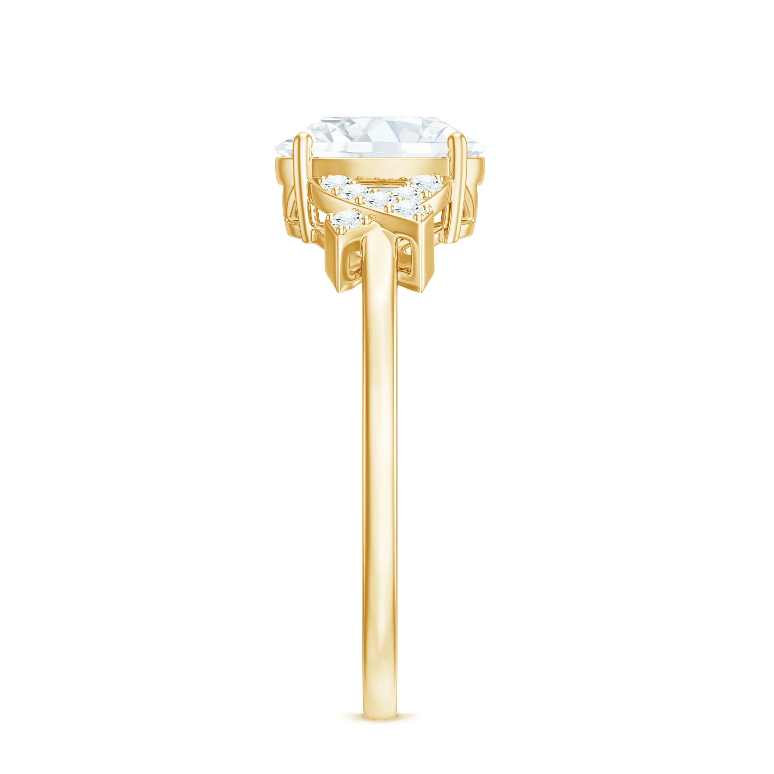 Oval Shape Lab Grown Diamond Solitaire Ring in Split Shank