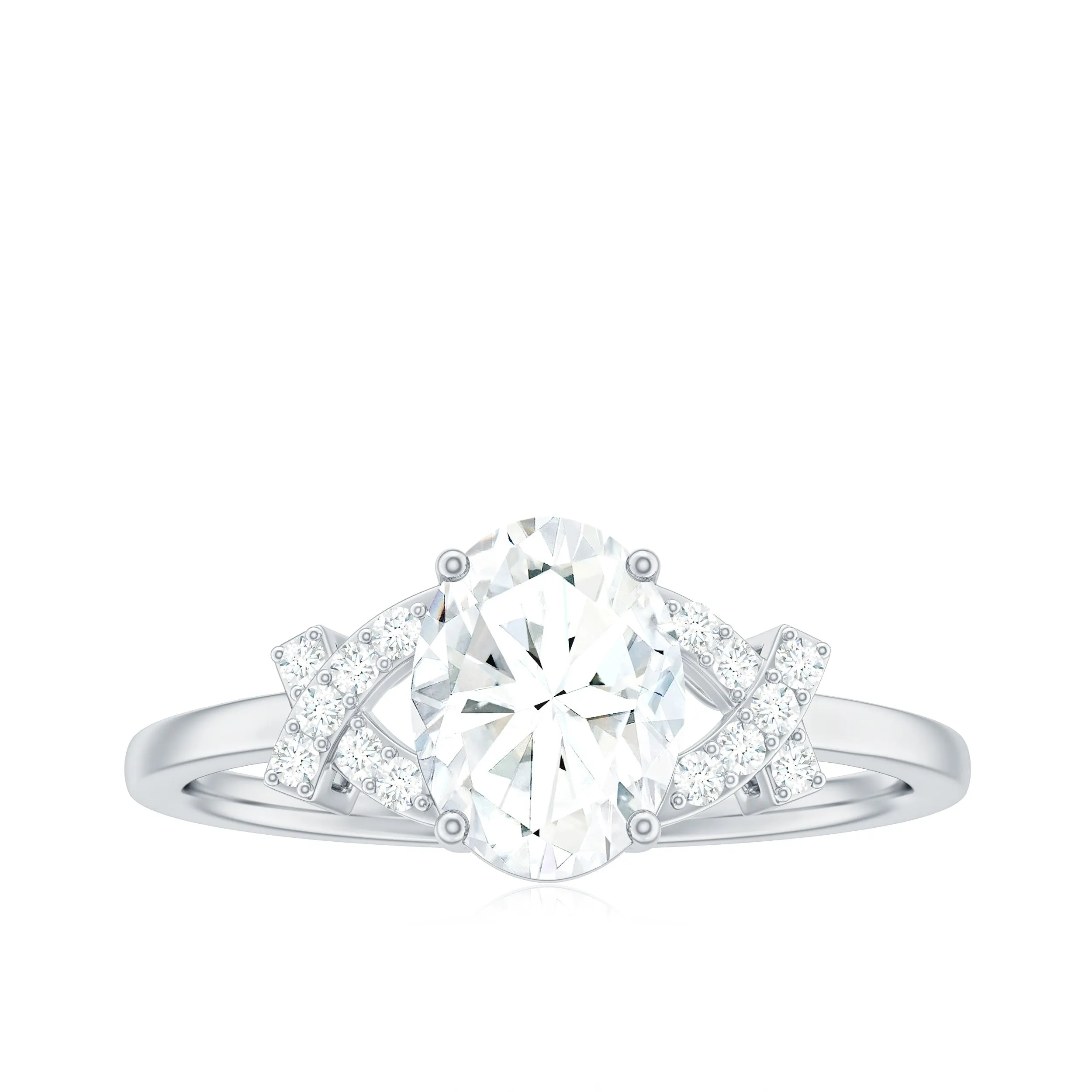 Oval Shape Lab Grown Diamond Solitaire Ring in Split Shank