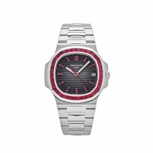 Patek Philippe Nautilus Platinum Grey Dial Ruby Bezel 5711/112P-001