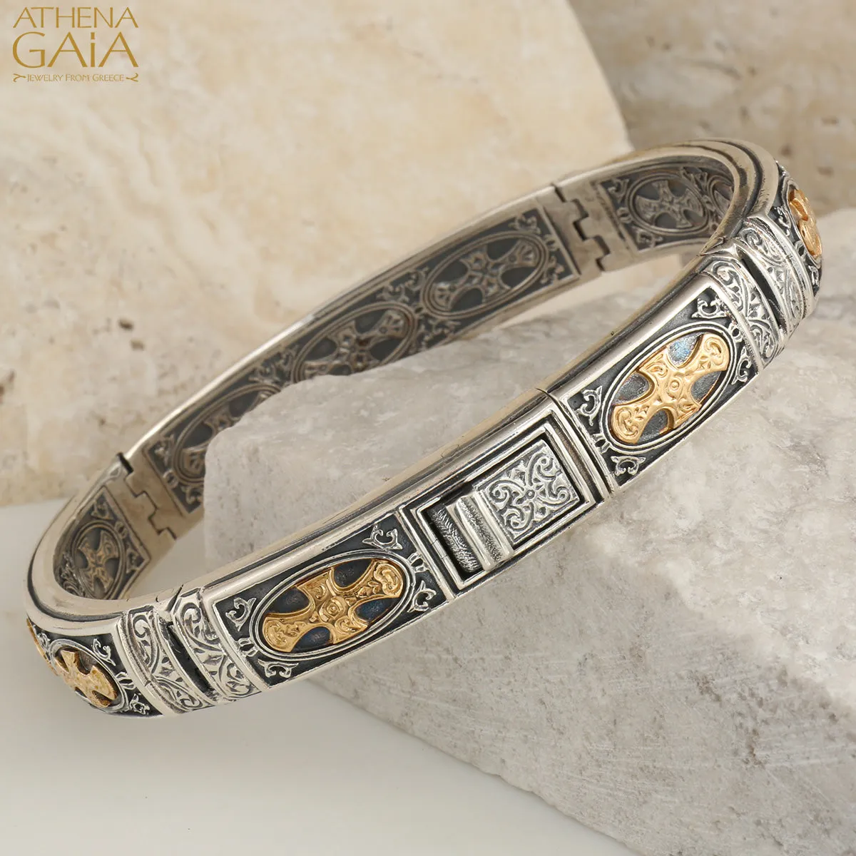 Patmos Ruby Cross Bangle Bracelet (In-Stock)