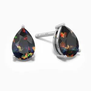 Pear Shape Black Opal Stud Earrings - Irosk ®