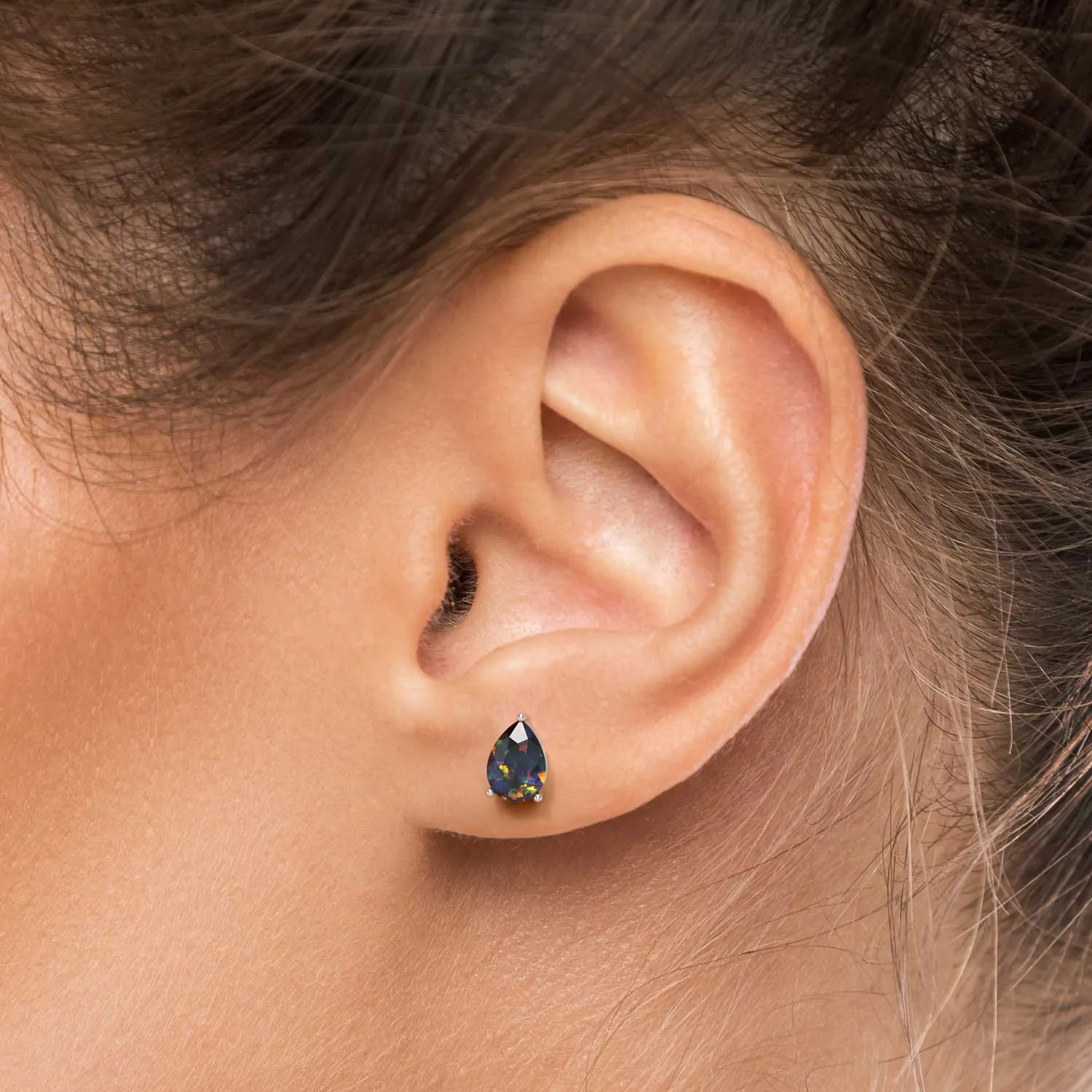 Pear Shape Black Opal Stud Earrings - Irosk ®