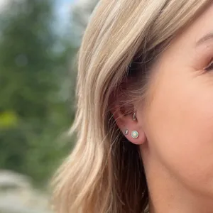 Peruvian Opal Silver-Lined Circle Stud Earrings