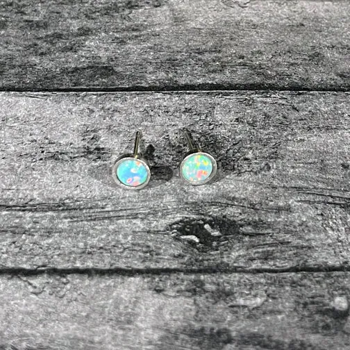 Peruvian Opal Silver-Lined Circle Stud Earrings