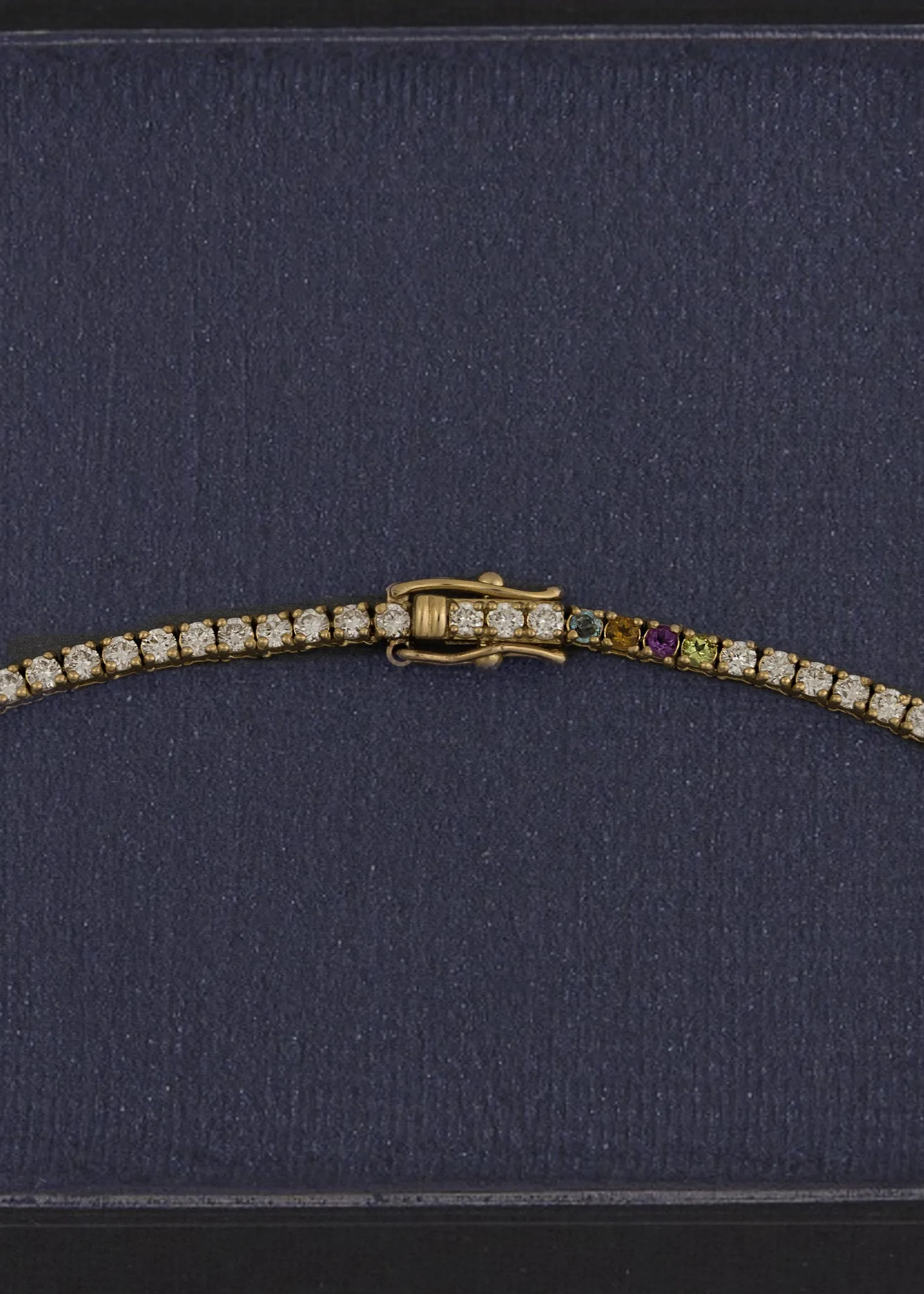 Petite Diana Tennis Bracelet Birthstones Yellow Gold