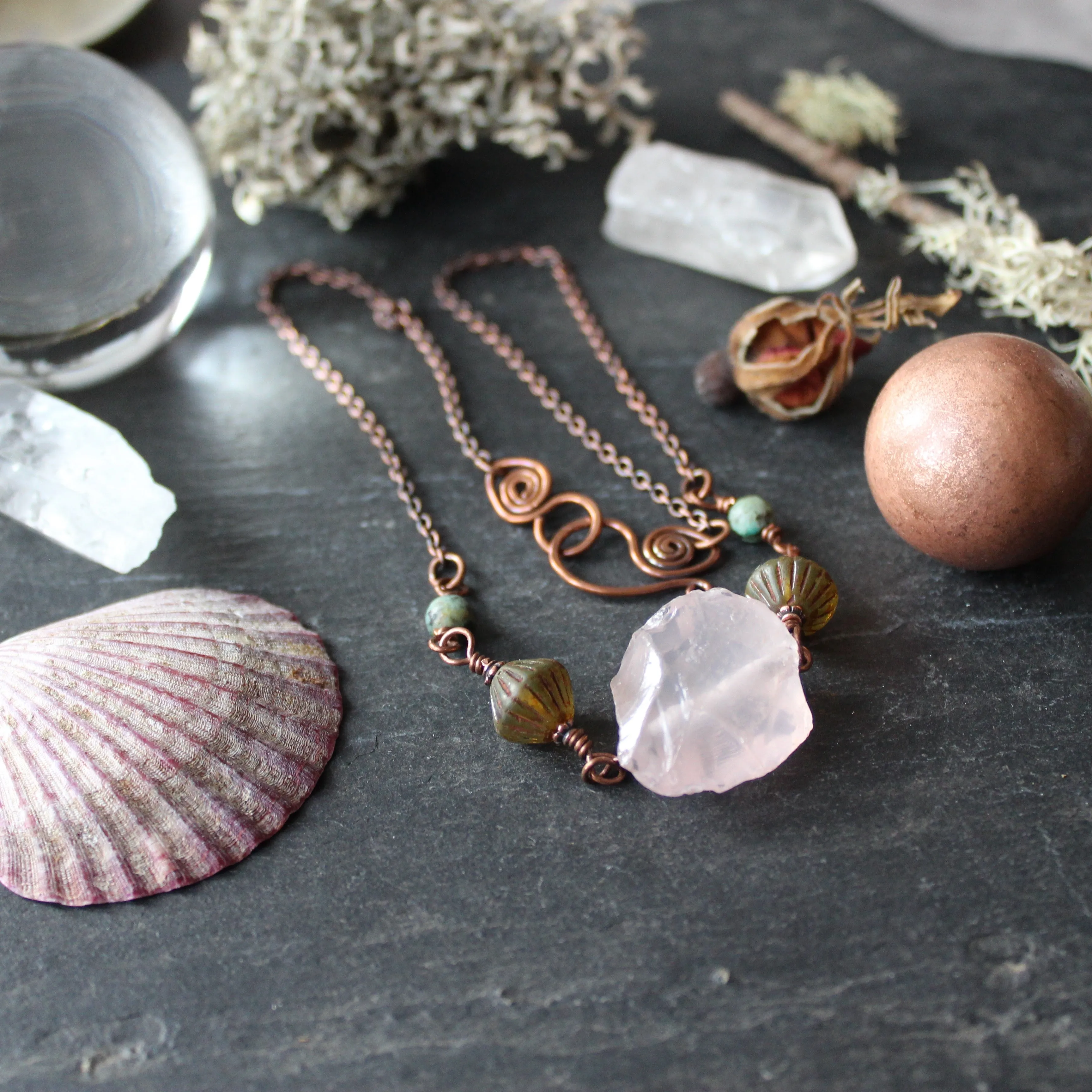 Piece of Sky Necklace in Rose Quartz