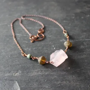 Piece of Sky Necklace in Rose Quartz