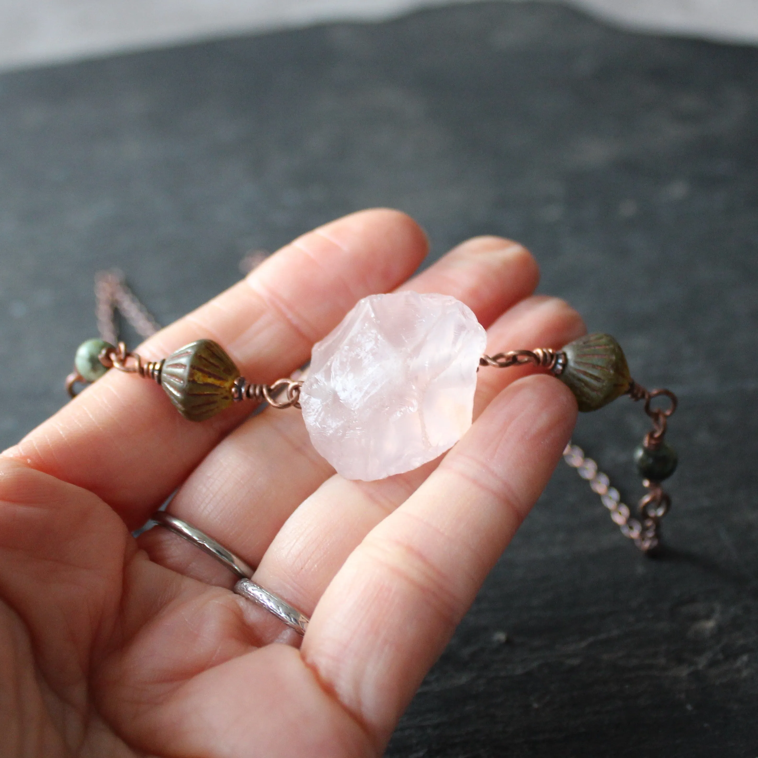 Piece of Sky Necklace in Rose Quartz