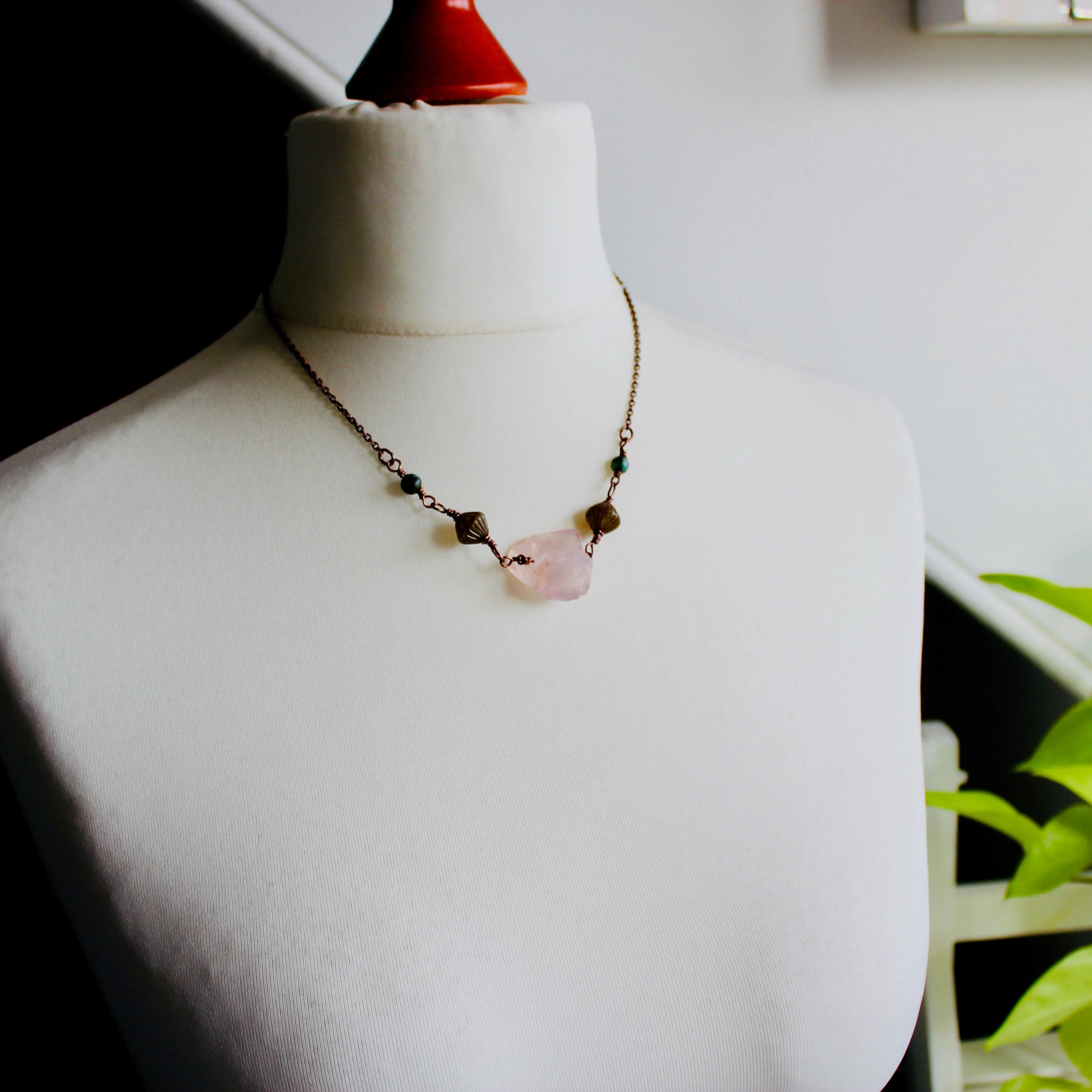 Piece of Sky Necklace in Rose Quartz