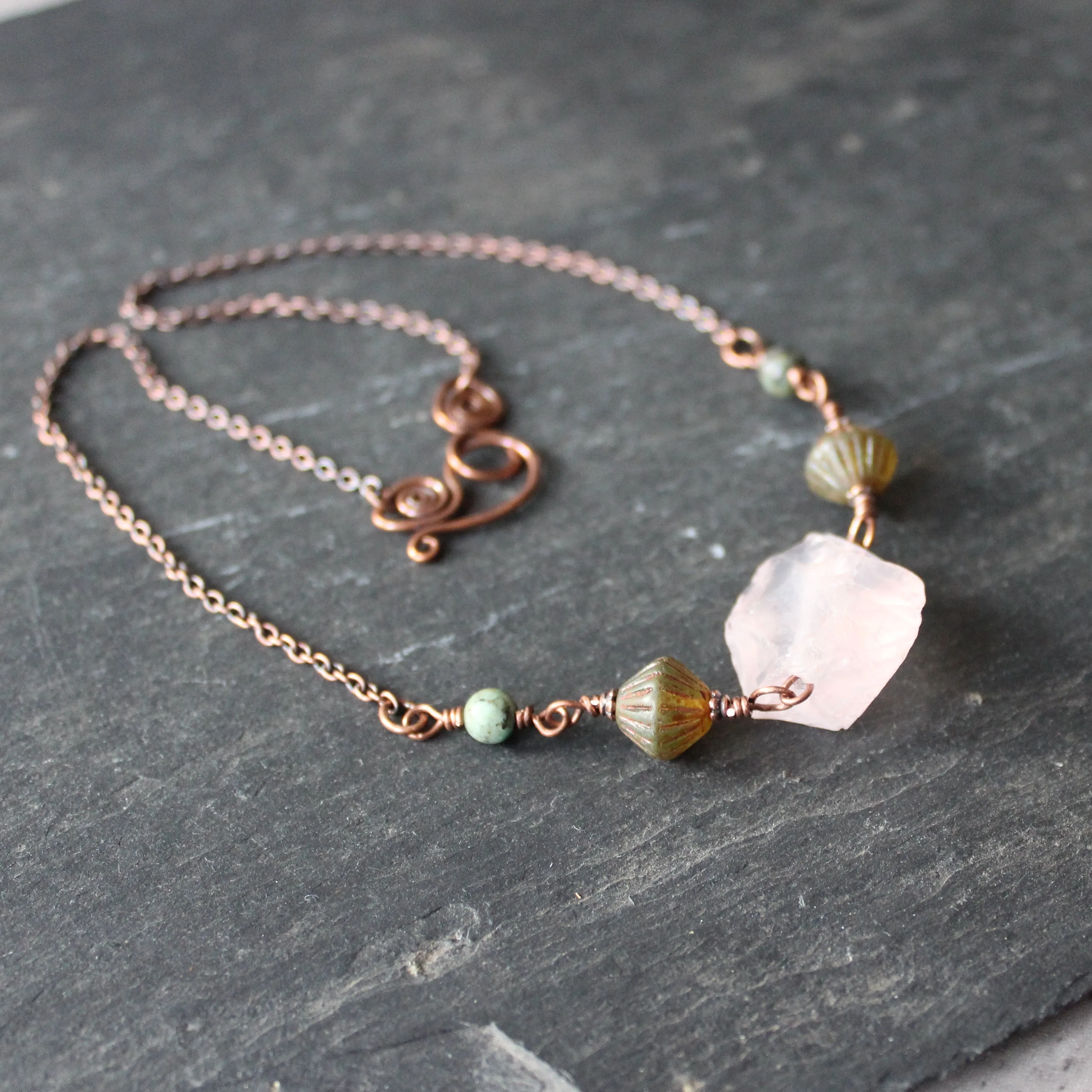 Piece of Sky Necklace in Rose Quartz