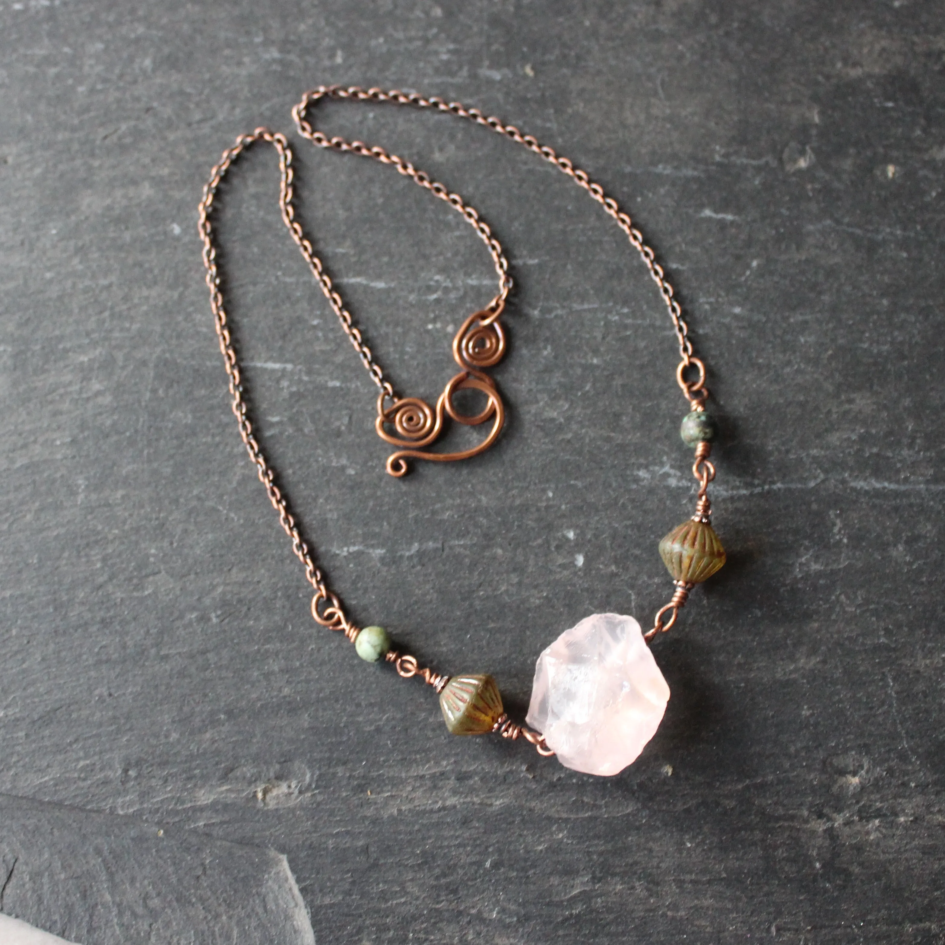 Piece of Sky Necklace in Rose Quartz