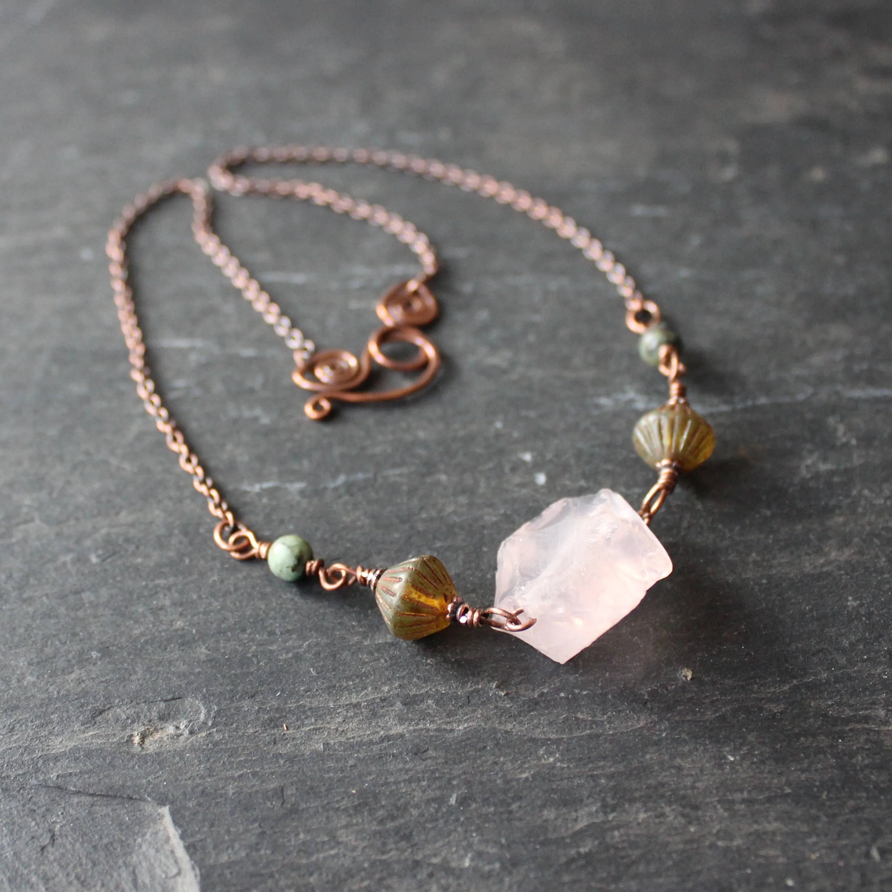 Piece of Sky Necklace in Rose Quartz