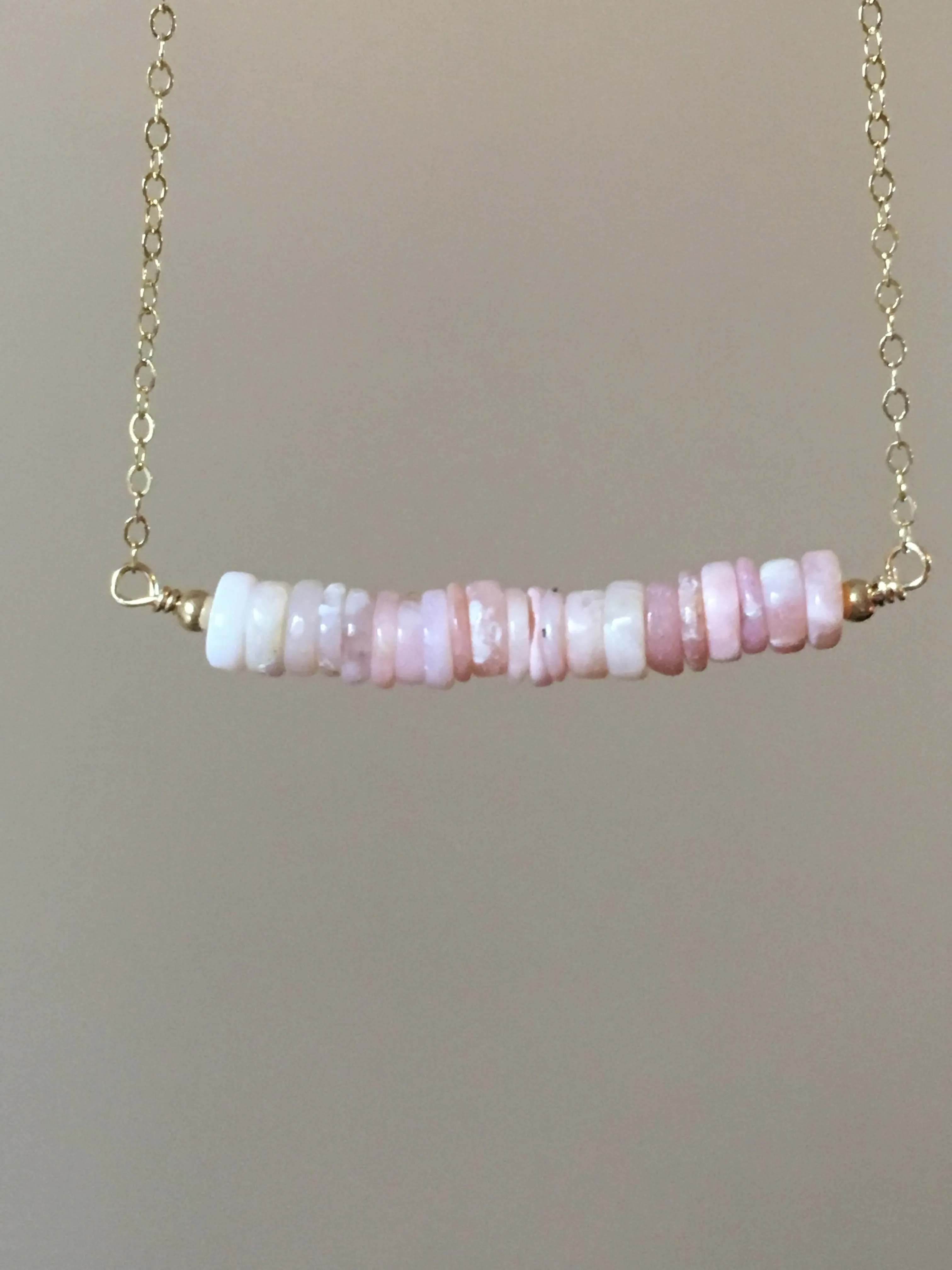 Pink Opal Bar Necklace October Birthstone Jewelry For Women