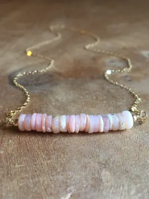 Pink Opal Bar Necklace October Birthstone Jewelry For Women