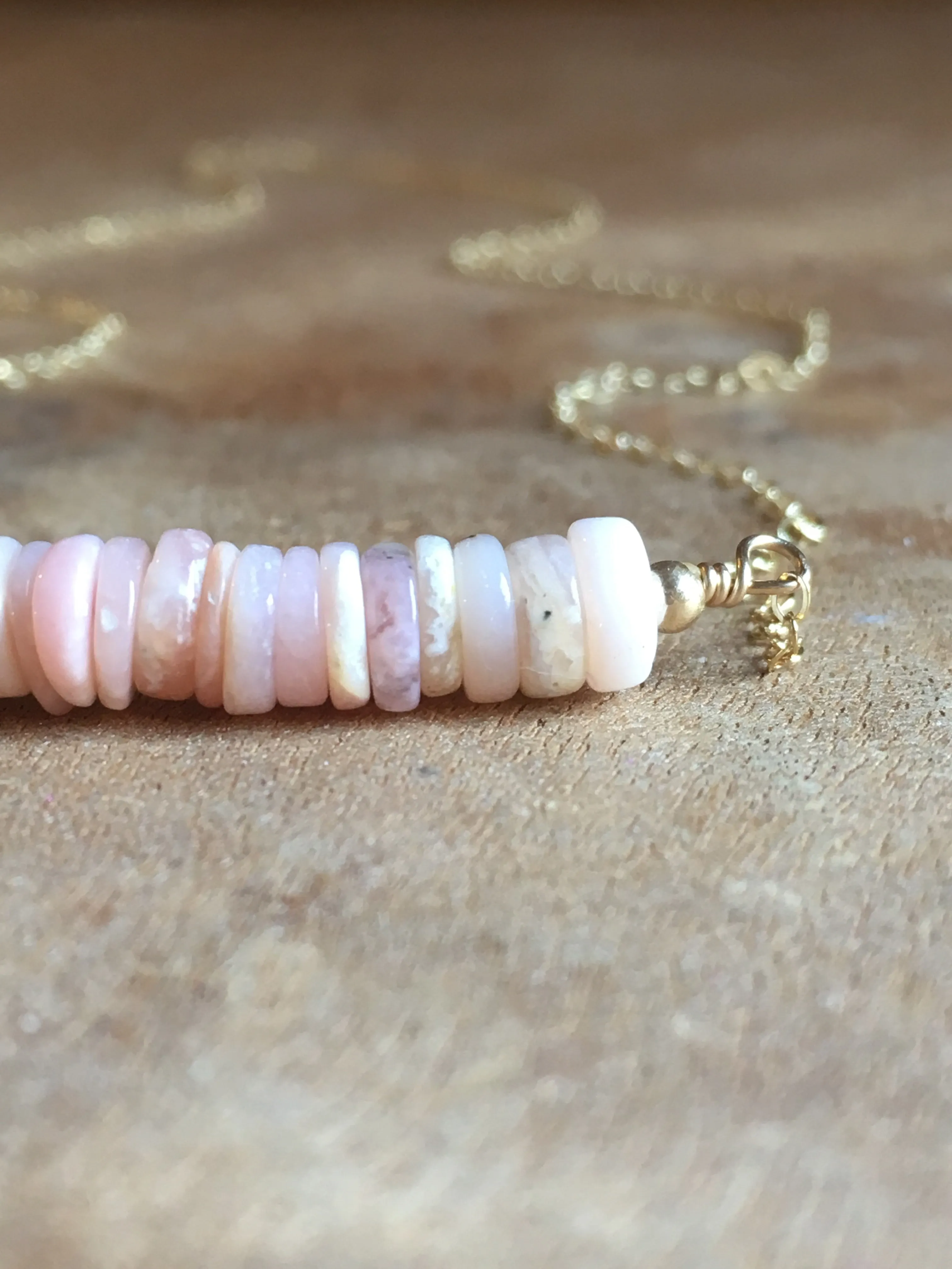 Pink Opal Bar Necklace October Birthstone Jewelry For Women